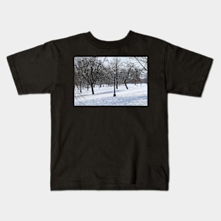 Snowy Park Landscape Kids T-Shirt